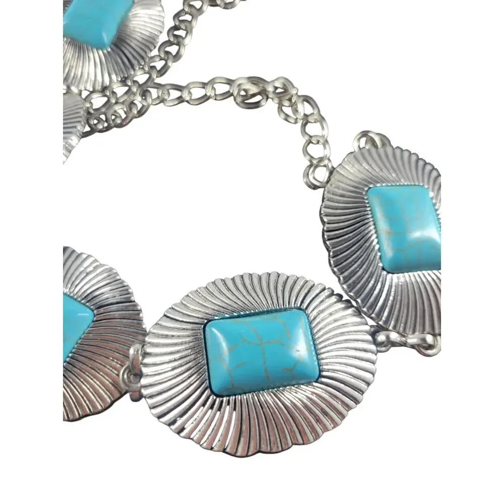 Western Turquoise Concho Chain Belt